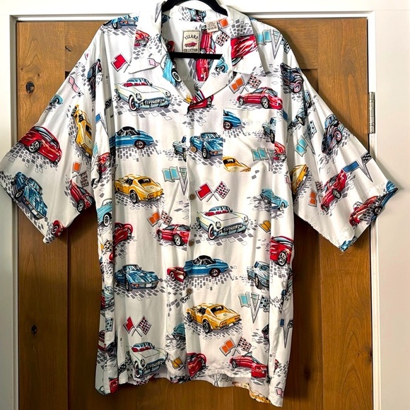 🚘 Corvette Lovers Shirt 🚘 Mens XXL ISLAND COLLECTION 100% Rayon Vacation Resort - Picture 1 of 9